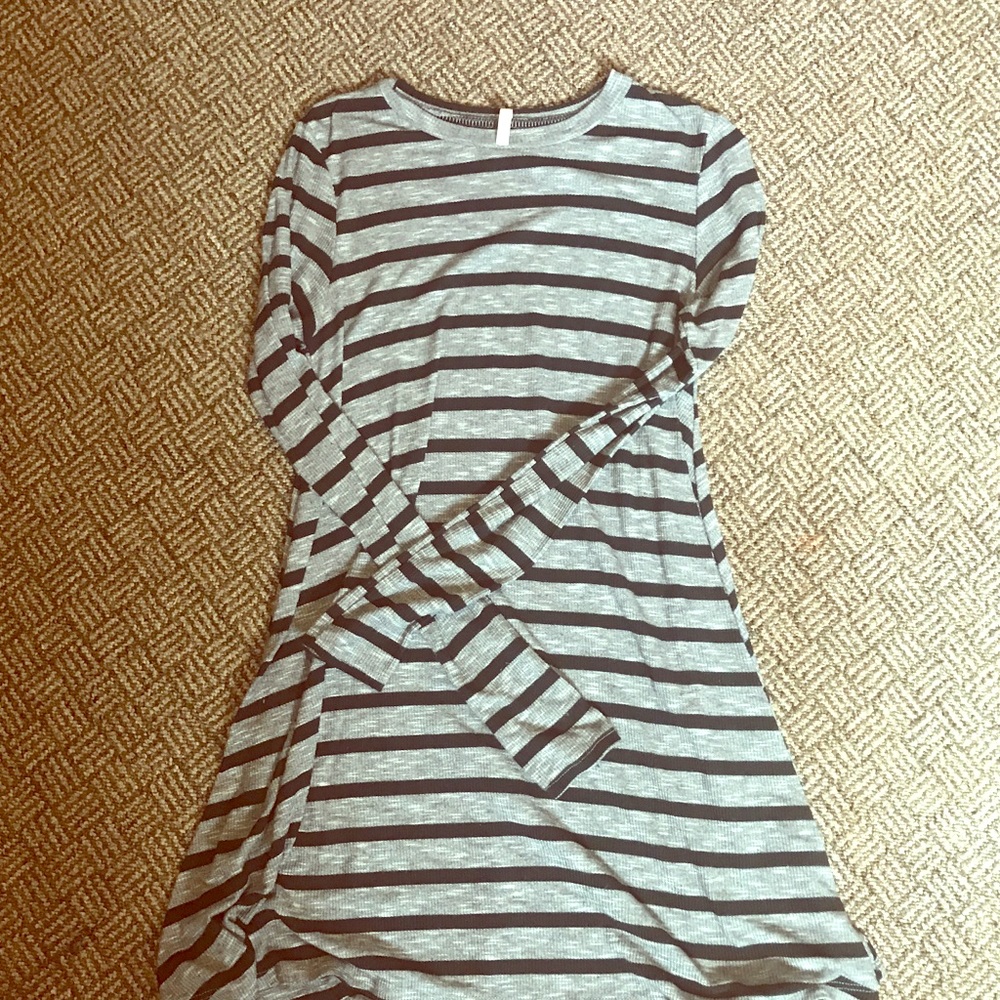 Long Sleeve Striped Babydoll Dress